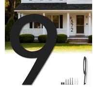 15 Inch Floating Large House Numbers for Outside, Big Black Matte Metal Garage Door Number, Oversized Garden Address Numbers 9, Modern, Digital Sign for House, Hotels, Factories (Nine)