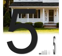 15 Inch Floating Large House Numbers for Outside, Big Black Matte Metal Garage Door Number, Oversized Garden Address Numbers 5, Modern, Digital Sign for House, Hotels, Factories (Five)
