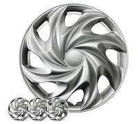 15-Inch Hubcaps for Iron Rims | 4PCS ABS Plastic Wheel Cover Replacement (Car Accessories)(15 inch,Sliver Tornado Style)