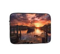 15 inch Laptop Case Boat harbor in the sunset Laptop Sleeve Computer Bag Water Resistant Computer Case Carrying Cover Compatible for Men Women