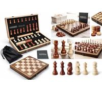 15 Inch Large Wooden Magnetic Chess Set Folding Board with Storage & Extra Queen, 2-in-1 Chess and Checkers Game, Travel Chess Set for Adults, Premium Walnut Finish Luxury Gift