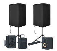 15 Inch Outdoor Speaker Covers Weatherproof, 2 Pack Oxford Fabric PA/DJ Speaker Stand Cover for Powered Speaker, Waterproof UV Protection Dustproof Open-Bottom Design (Black,30 * 19 * 20")