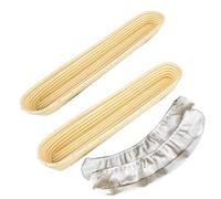 15 Inch Proofing Baskets for Baguette , Bread Banneton Baking Bowls 2 Pack, Making Baguette Bread with Beautiful Pattern and Shape