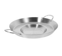 15-inch Stainless Steel Concave Frying Pan with Deep Oil Well | Polished Smooth Base, Raised Rim, Double Handles, Suitable for Burners, Campfires, Corn Slices and Potatoes
