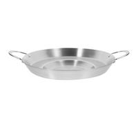 15-inch Stainless Steel Flat Concave Frying Pan with Dual Handles | Food-grade Polished Finish, Deep Centre Well, Raised Rim, Even Heating for Gas Stoves, Vendors or Home Cooks