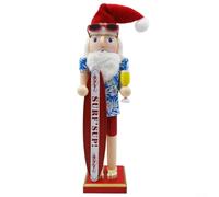 15 Inch Wooden Nutcracker Santa for claus Hand-Painted Xmas Decor | Solid Wood Construction, Hand-painted Unique Design, 38cm Tall, Classic Festive Decor For Tables And Shelves
