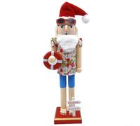 15 Inch Wooden Nutcracker Santa for claus Hand-Painted Xmas Decor | Solid Wood Construction, Hand-painted Unique Design, 38cm Tall, Classic Festive Decor For Tables And Shelves