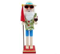 15 Inch Wooden Nutcracker Santa for claus Hand-Painted Xmas Decor | Solid Wood Construction, Hand-painted Unique Design, 38cm Tall, Classic Festive Decor For Tables And Shelves