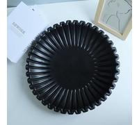15" Large Decorative Bowl decor , Scalloped Decorative Bowls for Modern Home Decor,Ruffle Decor,Stylish Key Bowl for Entry Table,Decorative Fruit Bowl for Kitchen Counter,Artificial Stone Black