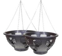 YouGarden Easy Fill Hanging Basket 15in x 2 2 x pots Black