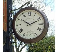 Annibells Large Garden Station Vintage Double Sided Indoor / Outdoor Wall Clock & Thermometer (14534)