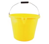 15 Litre Heavy Duty Builders Bucket - Durable Plastic Construction with Pouring Lip & Strong Metal Handle - Graduated in Gallons and Litres - Multipurpose Mixing, Available in 5 Colours_YELLOW