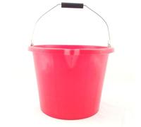 15 Litre Heavy Duty Builders Bucket - Durable Plastic Construction with Pouring Lip & Strong Metal Handle - Graduated in Gallons and Litres - Multipurpose Mixing, Available in 5 Colours_RED
