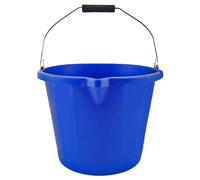 15 Litre Heavy Duty Builders Bucket - Durable Plastic Construction with Pouring Lip & Strong Metal Handle - Graduated in Gallons and Litres - Multipurpose Mixing, Available in 5 Colours_BLUE