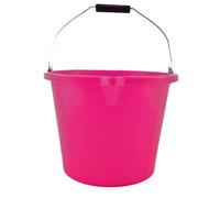 15 Litre Heavy Duty Builders Bucket - Durable Plastic Construction with Pouring Lip & Strong Metal Handle - Graduated in Gallons and Litres - Multipurpose Mixing, Available in 5 Colours_PINK