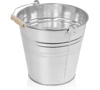 15 Litre Metal Bucket | Strong Heavy Duty Galvanized Rust Resistant Steel Bucket with Wooden Handle for Cleaning, 15L Garden Storage, Hot Ash, Garden Waste, Drink Cooler Buckets for Multipurpose Uses