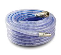 15 m / 50 ft Air Compressor Recoil Hose - 8 mm ID x 12 mm OD Reinforced PVC - Anti-Kink Pneumatic Hose with DN 7.2 Brass Quick Coupler and Plug - Flexible Lightweight Airline for Workshop, Garage