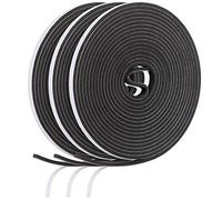15 m Foam Weather Strips Tape Seal Strips Door Window Draught Excluder EVA Tape Self Adhesive Weatherstrips for Seal Sound Wind Noise Proof (Black)
