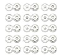 15 Metal Sets (30Pcs) Sew-on Snap Buttons,15mm Silver Sewing Press Studs, Rustproof Poppers for Clothes, Purses, Handbags, DIY Sewing Crafts Snap Buttons & Studs for Clothing Included