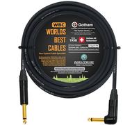 15 Meter - Gotham GAC-1 Ultra Pro - Premium, Low-Capacitance (21 pf/Ft) Guitar Bass Instrument Cable - with Straight to Angled 6.35mm Neutrik Gold Plated TS Connectors