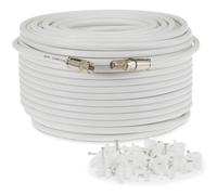 (15 Meter, White) Viewi Fully Assembled RG6 Satellite Coax Cable Extension TV Lead Kit with Premium Fitted Compression F Connectorsfor Sky Q HD,Freesat and Virgin Media