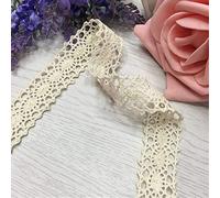 15 Meters White Ivory Cream Cotton Crochet Lace Trim Edging Tape 2cm Width Lace Ribbon Vintage Trimmings for Sewing Crafts Bandeau Gift Wrapping Scrapbook DIY (Ivory Cream)