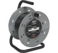 15 Metre Cable Reel - 4 X 230V Plug Socket Extension Lead - Thermal Trip - 3120W
