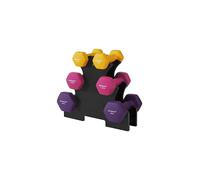 Songmics Hex Dumbbells Set With Stand, Yellow, Pink, And Purple, Multi