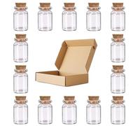 15 Mini Clear Glass Bottles With Cork Caps, 8ml Small Spell Jars, Miniature Potion Bottles for Arts and Crafts, Halloween Decorations