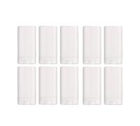 15 ML Clear Empty Plastic Oval Deodorant Containers Lip Gloss Balm Tubes for DIY Homemade Lip Balm Lipstick Crayon Cosmetic Vials Holder Case 0.5 Oz Pack of 10 (White)