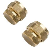 15 mm Brass Compression Fittings Stop End Connector Blank Cap Plumbing Copper Pipe Pack of 2