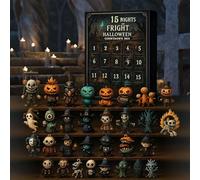 15 Nights of Fright - Halloween Countdown Box with Figurines, Halloween Advent Calendar 2025 Gift Box, Scary Doll Collectible Horror Figures, Hanging Charms & Mini Decorations, Gifts Before Christmas