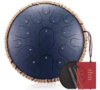 15 Notes 13 Inch D Key Steel Tongue Drum, Great For Meditation Music Therapy, Include Storage Bag, Music Book, Mallets And Bracket, Rope Decoration (Color : Blue)