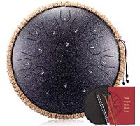 15 Notes 13 Inch D Key Steel Tongue Drum, Great For Meditation Music Therapy, Include Storage Bag, Music Book, Mallets And Bracket, Rope Decoration (Color : Black)