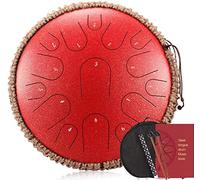 15 Notes 13 Inch D Key Steel Tongue Drum, Great For Meditation Music Therapy, Include Storage Bag, Music Book, Mallets And Bracket, Rope Decoration (Color : Red)