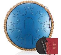 15 Notes 13 Inch D Key Steel Tongue Drum With Rope Decoration, Great For Meditation Music Therapy, Include Storage Bag, Music Book, Mallets And Bracket (Color : Blue)
