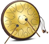 15 Notes 14 Inches Steel Tongue Drum Set D Key Percussion Instrument For Yoga Meditation Entertainment Concert Musical Education With Travel Bag And Mallets, Pink