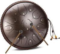 15 Notes 14 Inches Steel Tongue Drum Set D Key Percussion Instrument For Yoga Meditation Entertainment Concert Musical Education With Travel Bag And Mallets, Pink