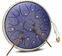 15 Notes 14 Inches Steel Tongue Drum Set D Key Percussion Instrument For Yoga Meditation Entertainment Concert Musical Education With Travel Bag And Mallets, Pink