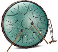 15 Notes 14 Inches Steel Tongue Drum Set D Key Percussion Instrument For Yoga Meditation Entertainment Concert Musical Education With Travel Bag And Mallets, Pink