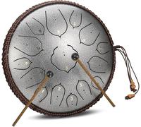 15 Notes 14 Inches Steel Tongue Drum Set D Key Percussion Instrument For Yoga Meditation Entertainment Concert Musical Education With Travel Bag And Mallets, Pink