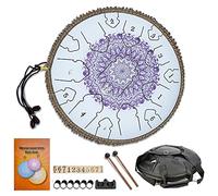 15 Notes D-Key Steel Tongue Drum, Exquisite Pattern Design, 14 inch Steel Drum Percussion Instrument with Travel Bag, Music Gift for Meditation, Yoga, Decompression (Color : B)