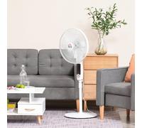 15" Oscillating Three Speed Adjustable Height Pedestal Fan With Remote White