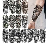 15 Owl Flower Minimalist Temporary Tattoo Stickers For Arms And Calves