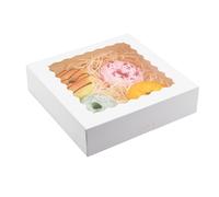 15 Pack 10 x 10 x 2.5 inch Bakery Boxes with Window, Six-Grid Cake Box Set, Disposable Food-Grade Baking Packaging Boxes for Festival Celebrations and Birthday Parties (10 x 10 x 2.5 inch, 15 Pcs)