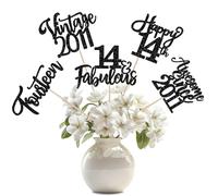 15 Pack 14th Birthday Centerpiece Sticks Assembled Glitter Vintage 2011 Fourteen Happy 14 Fabulous Awesome Since 2011 Table Flower Centerpiece Sticks for 14 Fabulous Theme Party Supplies
