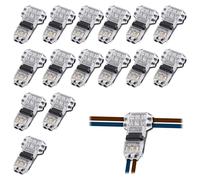 15 Pack 2 Pin T Tap Wire Connectors, No Strip Quick Splice Connectors for 18-22 AWG, Solderless Low Voltage Wire Connectors for LED Strip Lights, Car Audio, Speaker Wire and Vehicle Wiring