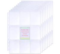15 Pack 270 Pockets Trading Card Sleeves, 11 Hole Double-Sided 9 Pocket Page Protector, Ultra-Transparent Card Sheets for A4 2/3/4 Ring Binder, Card Sleeves for Game Cards, Football Cards