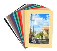 15 Pack 5x7 Picture Mats, Mixed Colors Frame Mattes for 4x6 Pictures Photo Frame Mat Core Bevel Cut Mat Board Show Kit for Photos, Prints, Artworks