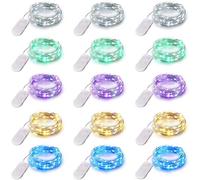 15 Pack 6.5ft Led Fairy Lights Battery Operated Mini String Lights, Ultra Thin Copper Wire Starry Decorative Light for Wedding, Party, Christmas Decorations (5 Colors)